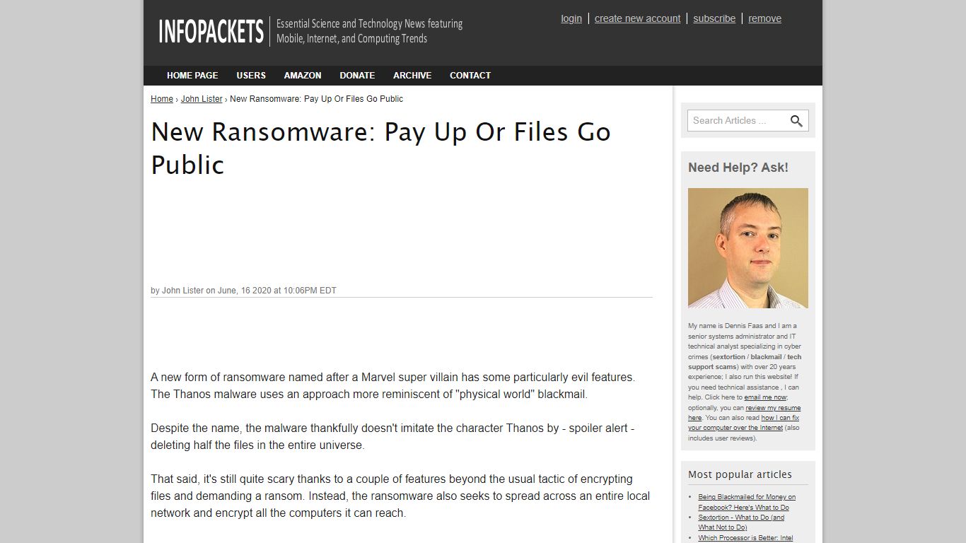 New Ransomware: Pay Up Or Files Go Public - infopackets.com